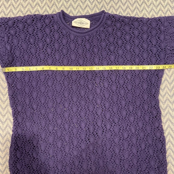 B. Moss Vintage Blue Crocheted Sweater – 100% Cotton, Size XL - Picture 4 of 9